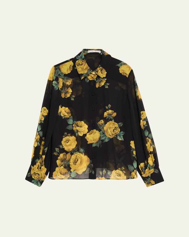 Candace Rosehips Blouson-Sleeve Buttoned Shirt